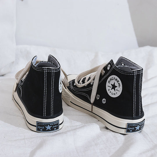 Damen Hohe Sneaker im klassischen Canvas-Stil mit verstärktem Sohlenprofil und atmungsaktiver Innenausstattung Heidi-Mode