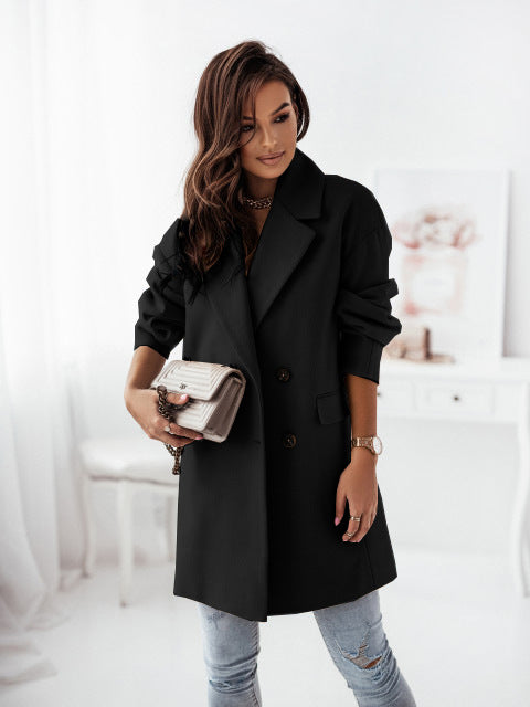 Damen klassischer Oversized-Blazer mit elegantem Revers Heidi-Mode