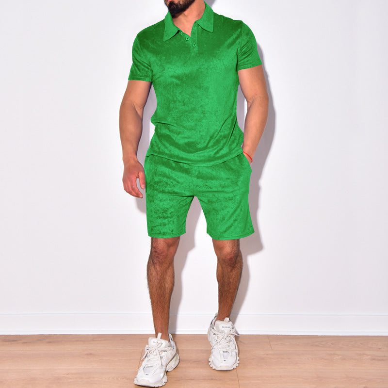 Herren Freizeit-Set aus weichem Velours mit praktischem Reißverschluss Heidi-Mode