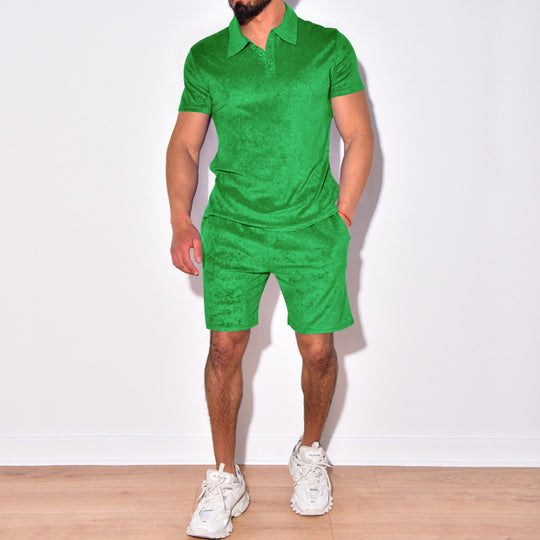 Herren Freizeit-Set aus weichem Velours mit praktischem Reißverschluss Heidi-Mode