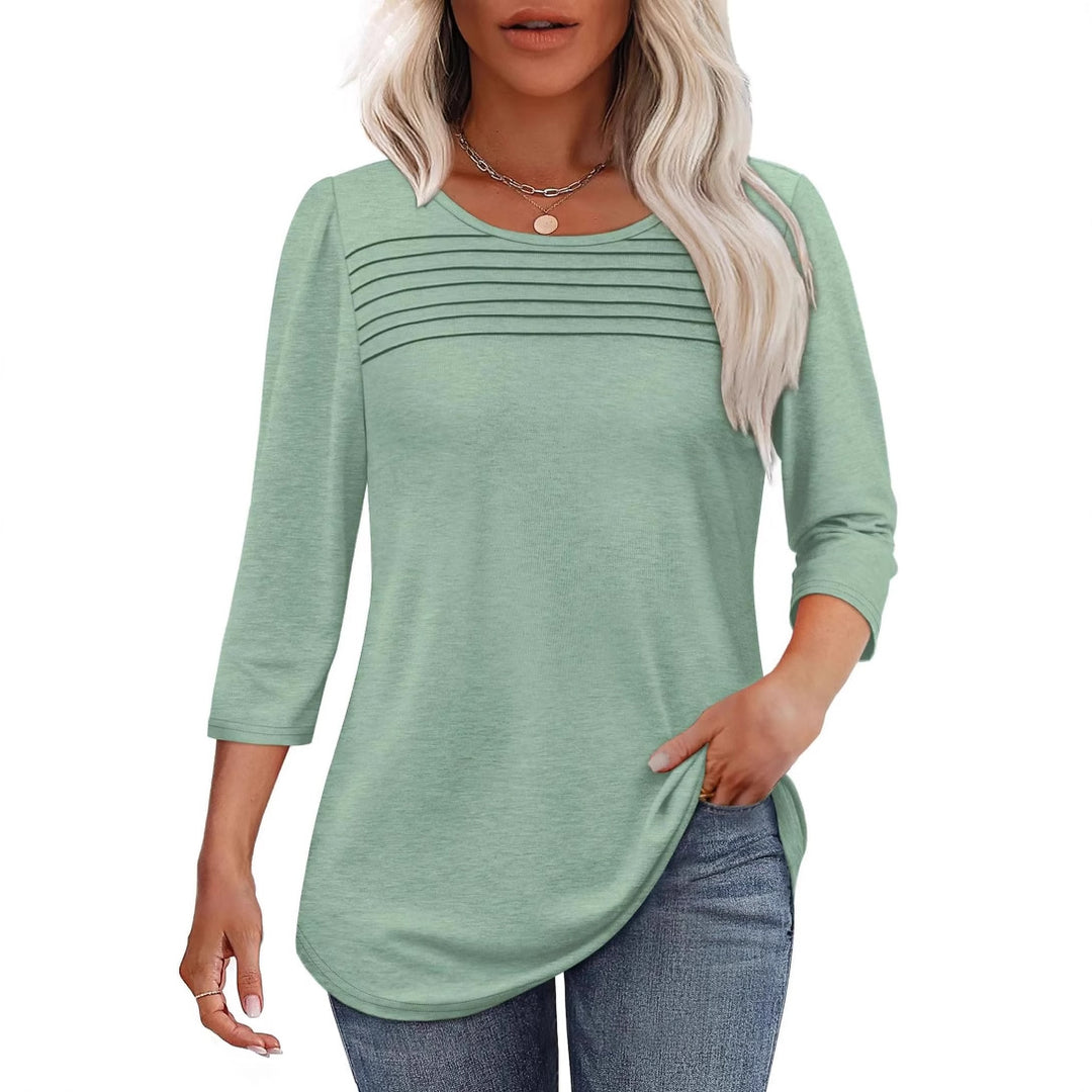 Damen weiches Langarmshirt mit dekorativen Pinnen Heidi-Mode