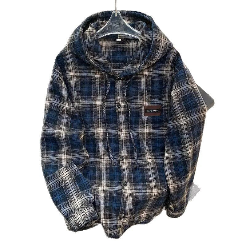Damen Karo-Hemdjacke mit Kapuze Heidi-Mode