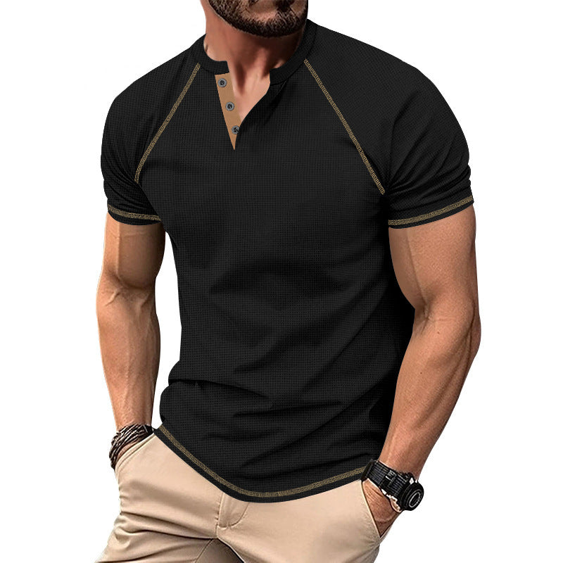 Herren Kurzarm-Hemd mit Knopfleiste und kontrastierenden Akzenten Heidi-Mode