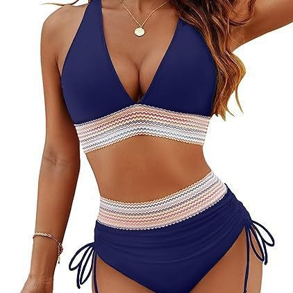Damen Bikini-Set mit hochtaillierten Bottoms und raffiniertem Wickeloberteil Heidi-Mode