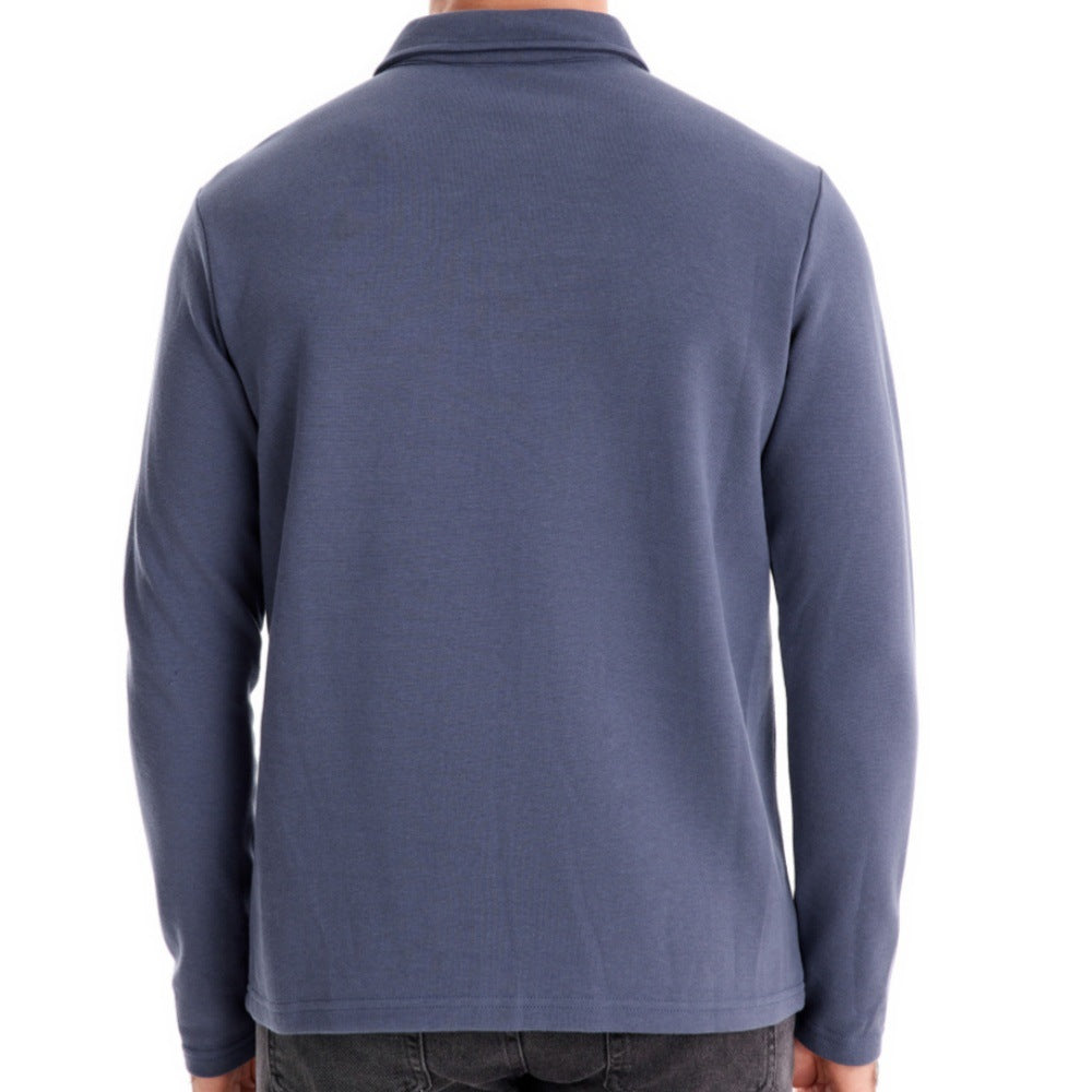 Herren Langarm Poloshirt mit intensivem Struktur-Design und klassischem Kragen Heidi-Mode