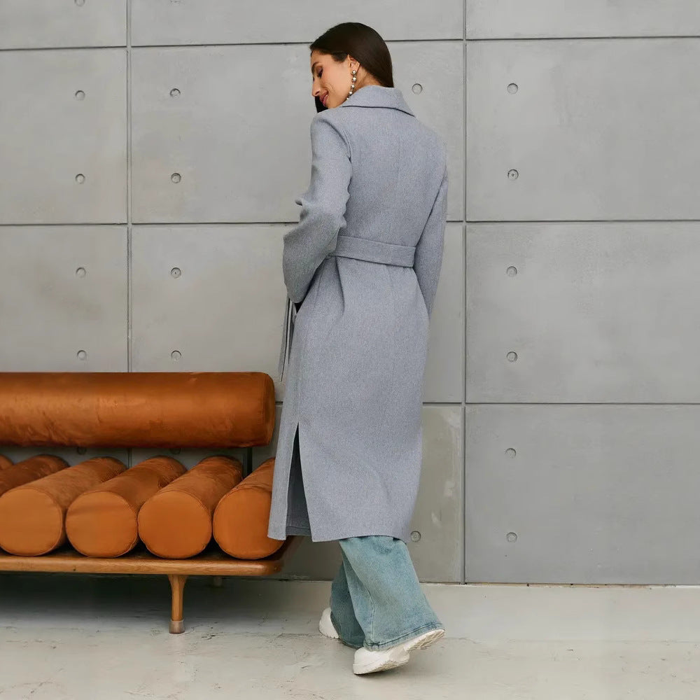 Damen Eleganter Wollmantel im doppelreihigen Design Heidi-Mode