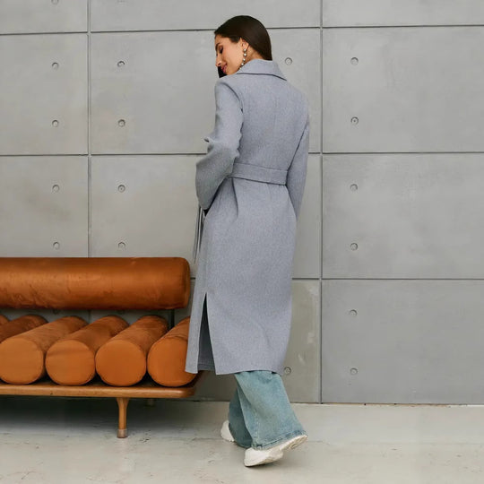 Damen Eleganter Wollmantel im doppelreihigen Design Heidi-Mode