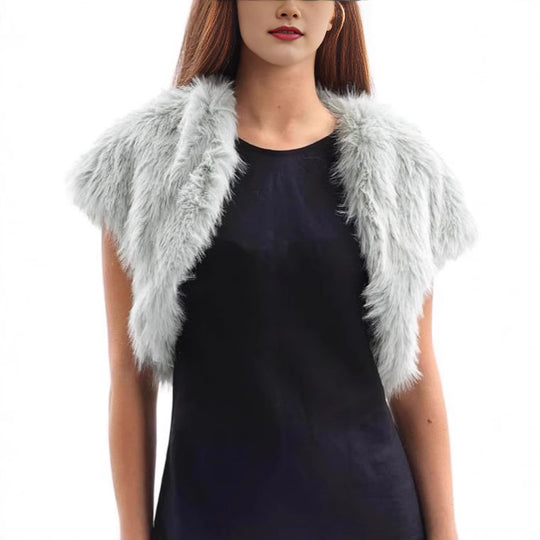 Damen Flauschige Kunstpelzweste im offenen Design Heidi-Mode