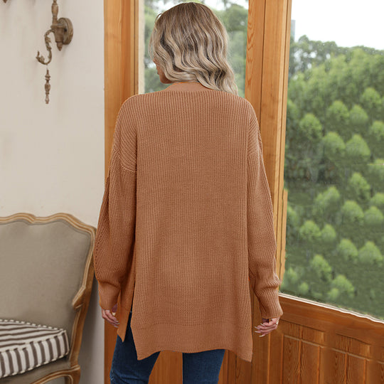 Damen Lässige Strickjacke mit länglichem Schnitt und feinen Details Heidi-Mode