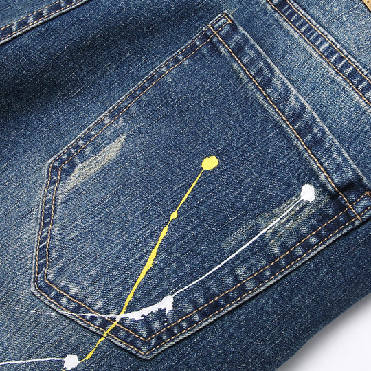 Herren kreative Ripped Jeans mit einzigartigen Farbklecksen Heidi-Mode