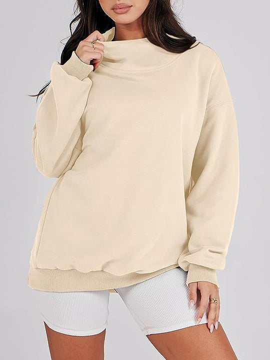 Damen lässiger Oversized Pullover mit schmalem Bund Heidi-Mode