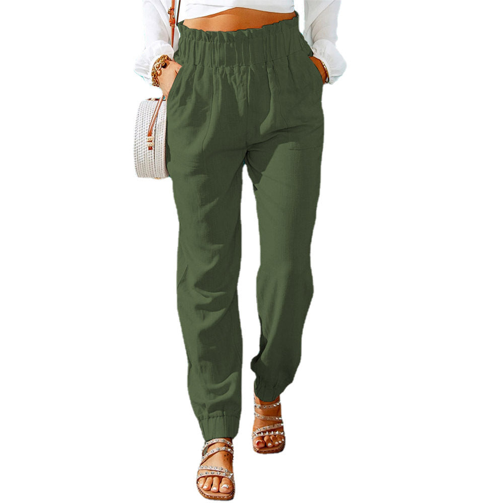 Damen Bequeme und elegante Sommerhose mit elastischem Bund und praktischen Taschen Heidi-Mode