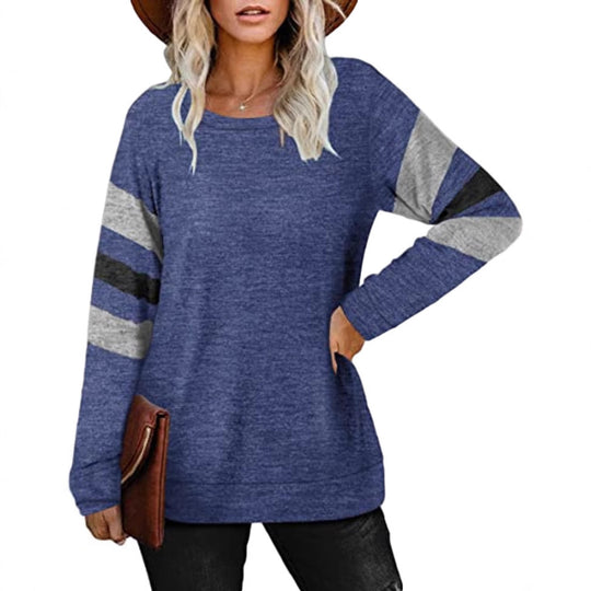 Damen lässiger Oversized Pullover mit sportlichen Streifendetails Heidi-Mode