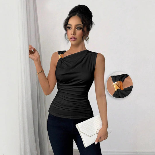 Damen ärmelloses Top mit dekorativem Knoten Heidi-Mode