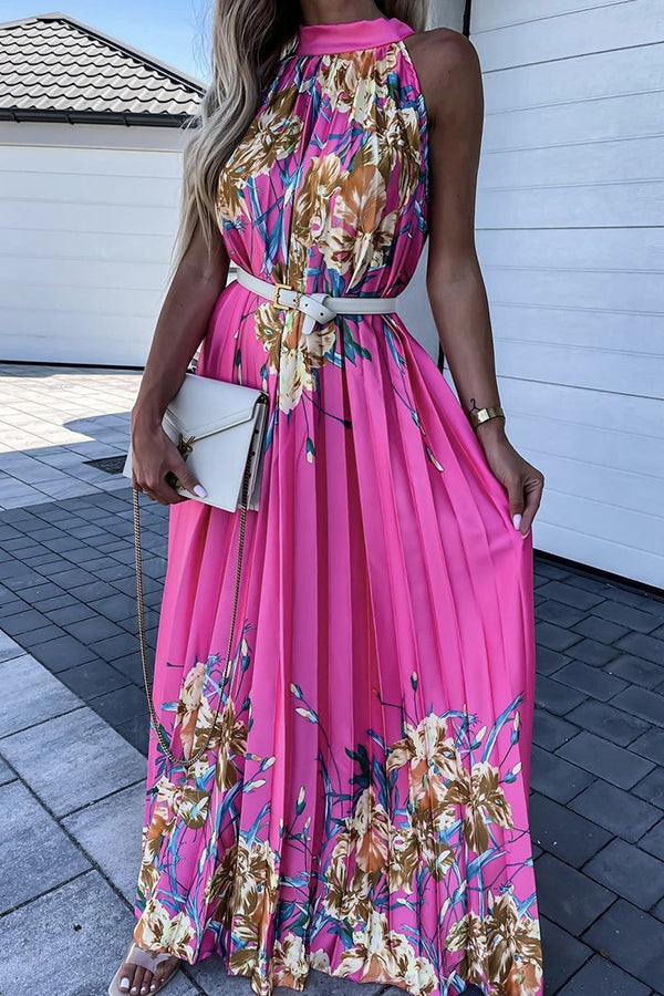 Heidi-Mode | Life in Floral Plissierter Neckholder Maxikleid