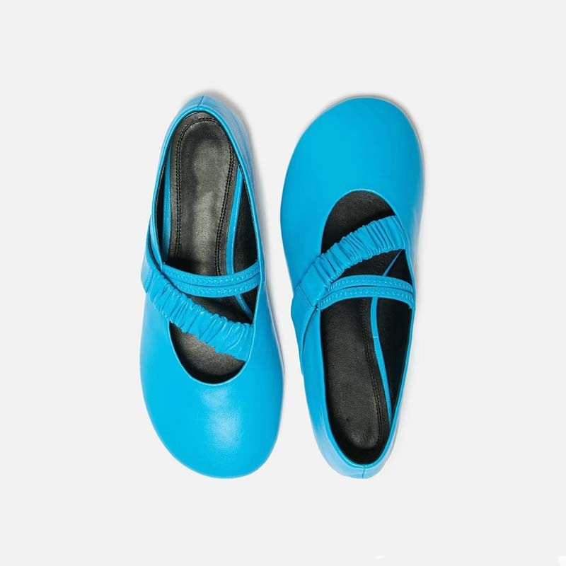 Femme Elegante Slip-On Ballett Flats mit gerafftem Knöchelriemen Detail Heidi-Mode