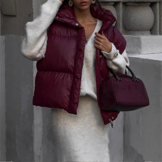 Damen Übergangsjacke im modischen Steppdesign mit hohem Kragen Heidi-Mode