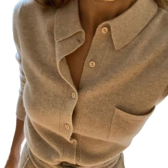 Damen weiche Wollbluse mit Knopfleiste Heidi-Mode