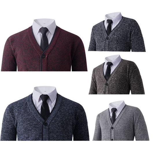 Herren Strickjacke mit V-Ausschnitt und klassischem Design Heidi-Mode