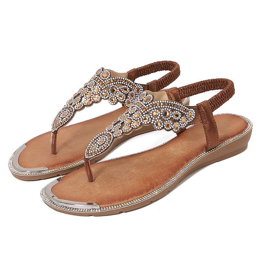Damen Strandsandalen mit exklusivem Schmuckdetail Heidi-Mode
