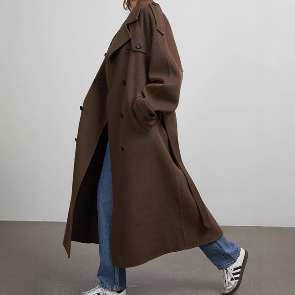 Damen eleganter Bouclé-Mantel mit praktischen Knopfdetails Heidi-Mode