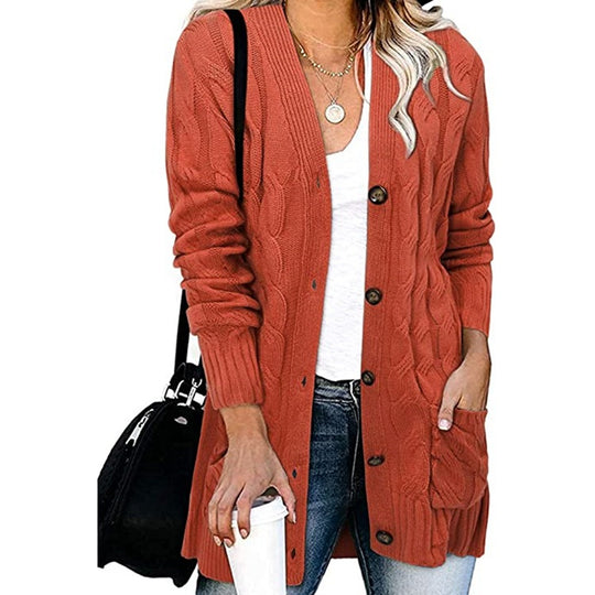 Damen Strickjacke mit Zopfdesign und praktischen Taschen Heidi-Mode