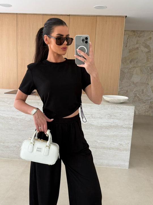 Damen lässiges Set aus Crop-Top und Jogginghose Heidi-Mode