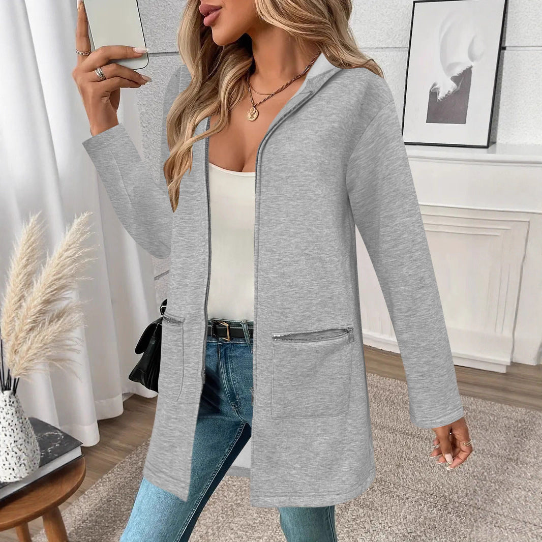 Damen Kapuzenjacke mit praktischen Reißverschlusstaschen und komfortablem Material Heidi-Mode