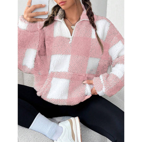 Damen kuscheliger Fleece-Pullover mit hohem Kragen Heidi-Mode