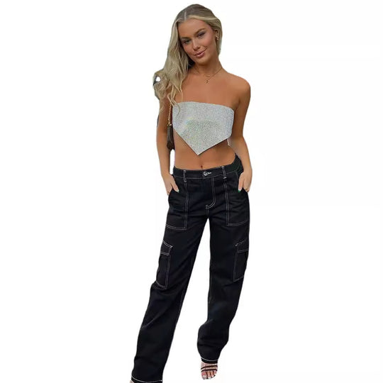 Damen Cargo-Hose mit Baumwollmix und praktischen Taschen Heidi-Mode