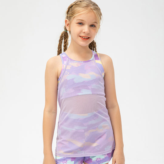 Mädchen Sportliches Tanktop mit bunten Mustern und atmungsaktiver Qualität Heidi-Mode