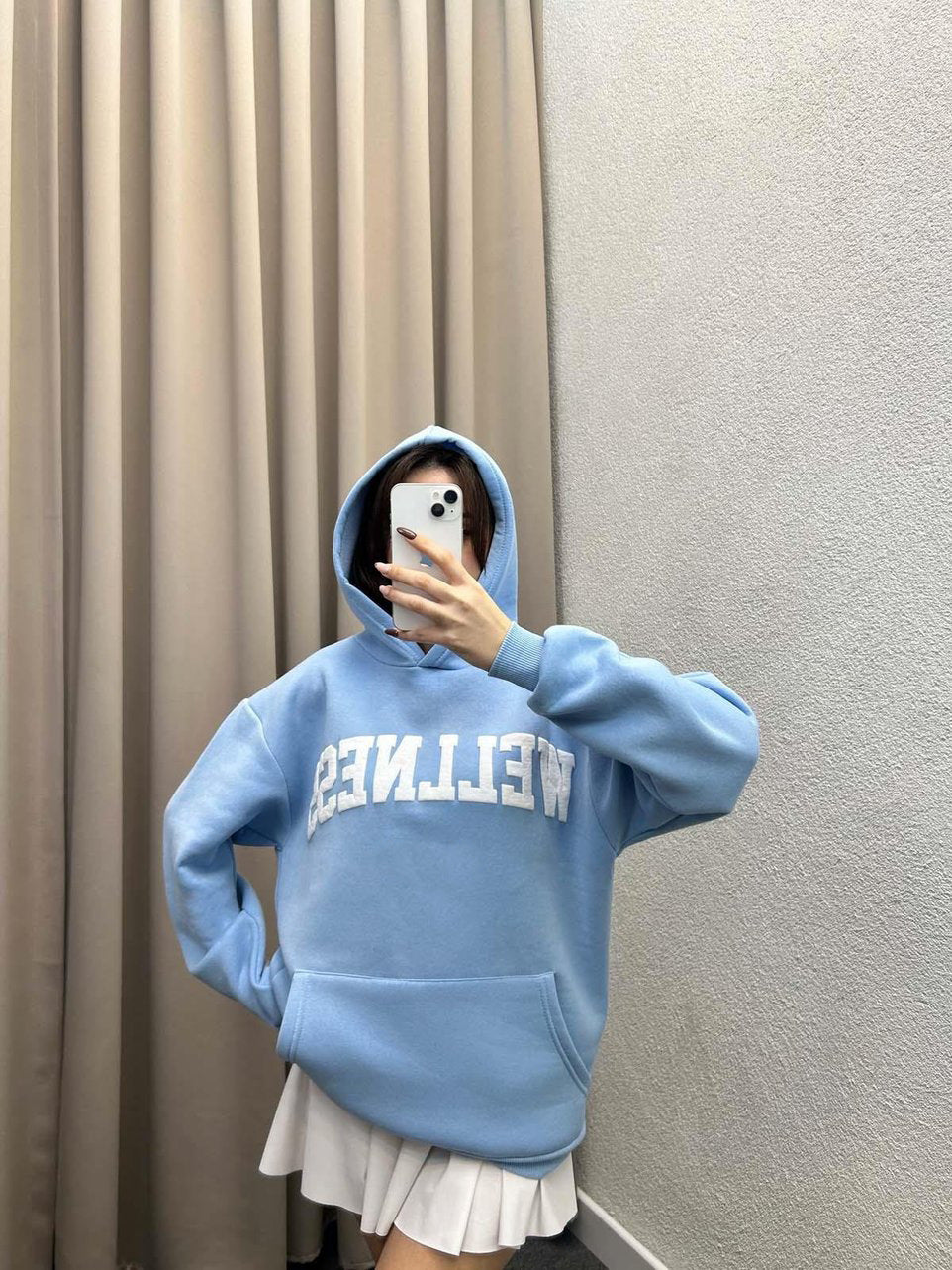 Damen Hoodie mit großem Logo und Kängurutasche Heidi-Mode
