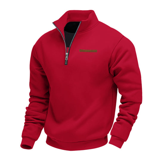 Herren Hochwertiger Fleece-Pullover mit halbem Reißverschluss Heidi-Mode