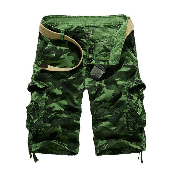 Herren Camo Cargo-Shorts mit mehreren Taschen und verstellbarem Bund Heidi-Mode