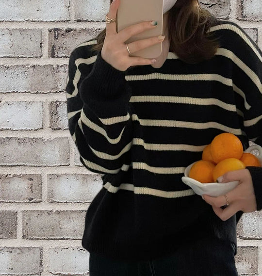 Damen gestreifter Pullover Heidi-Mode