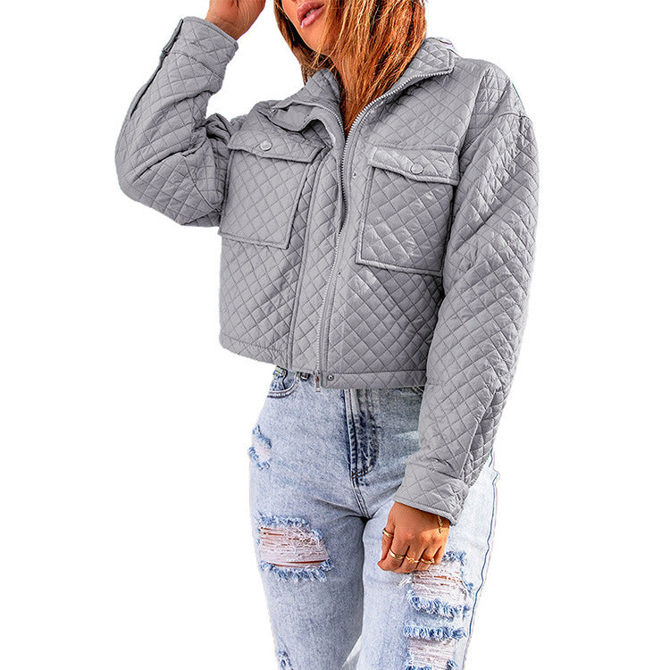 Damen gesteppte Kurzjacke mit modischen Taschen Heidi-Mode