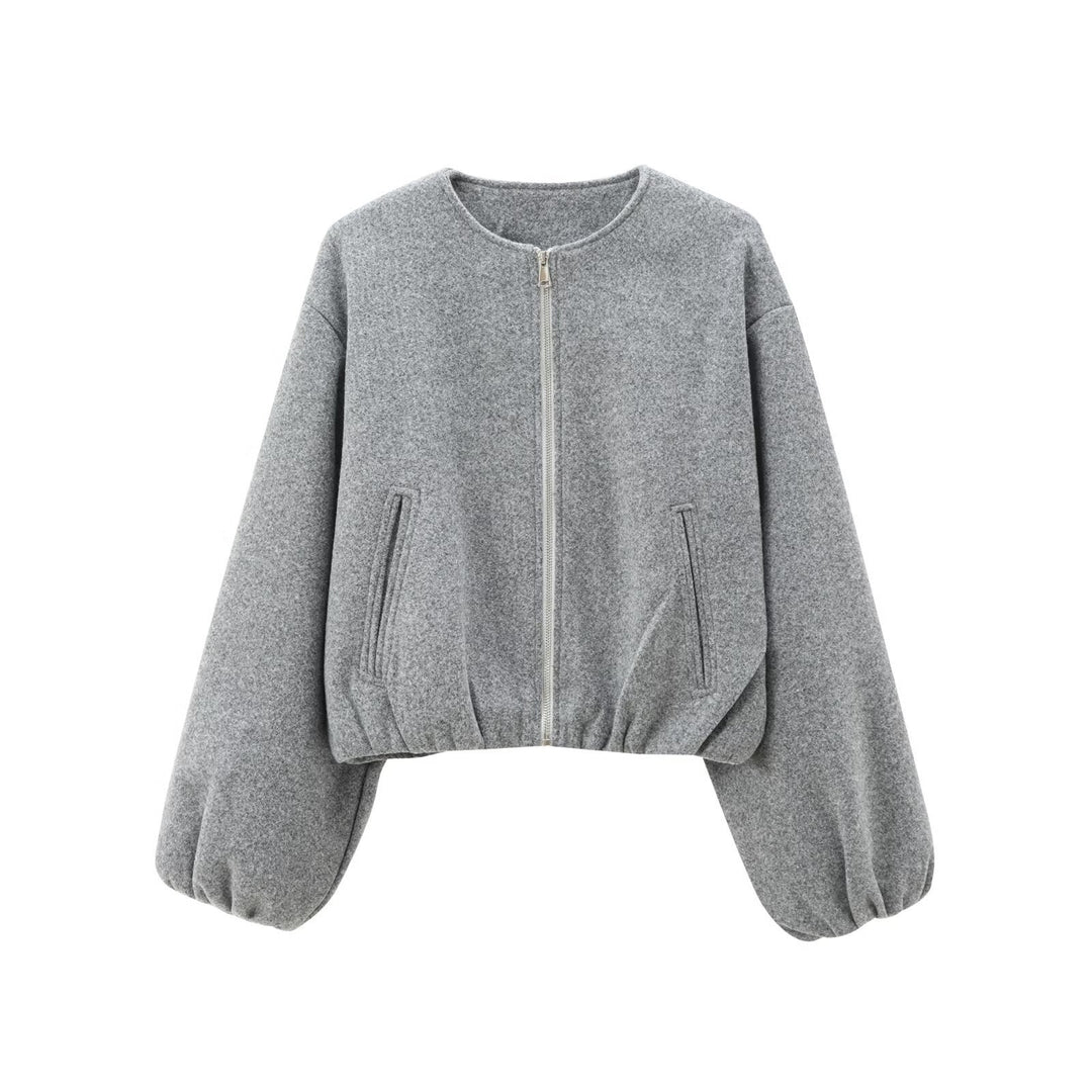 Damen modische Zip-Jacke mit oversized Ärmeln und tiefen Taschen Heidi-Mode
