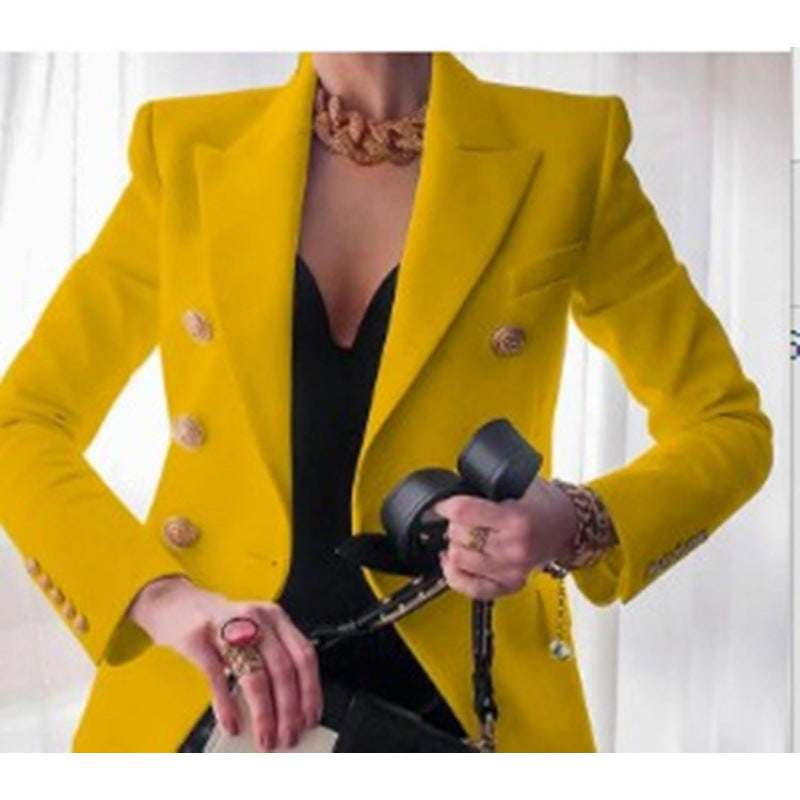 Damen Edler Blazer mit Goldknopf-Detail und klassischem Schnitt Heidi-Mode