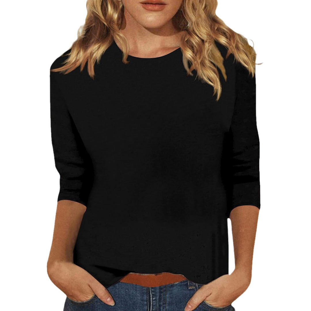Damen Lockeres Baumwollshirt mit 3/4-Ärmeln Heidi-Mode