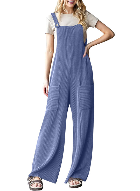 Damen lässiger Cord-Overall mit praktischen Taschen und breiten Beinen Heidi-Mode