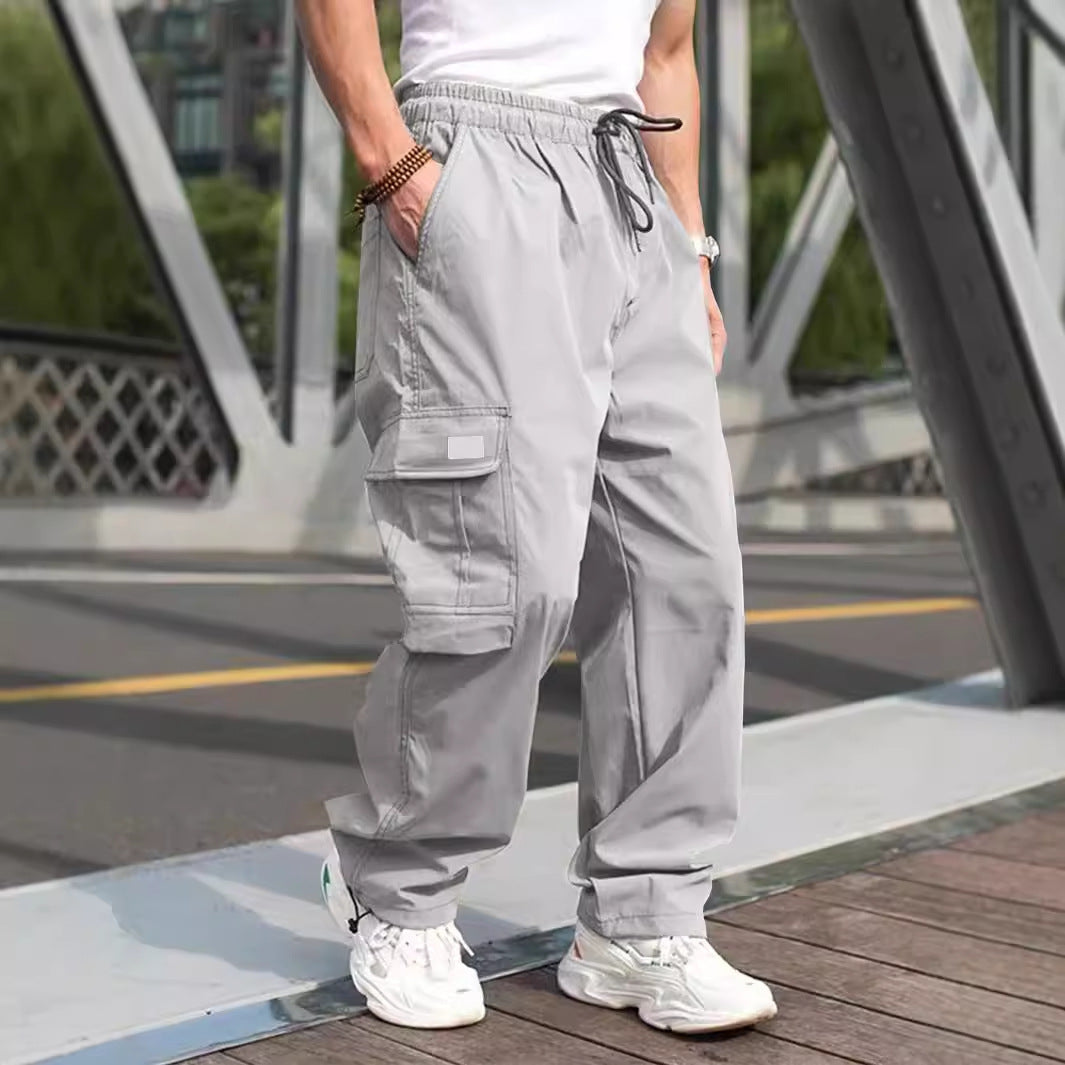 Herren lässige Cargo-Hose mit elastischem Bund und multifunktionalen Taschen Heidi-Mode