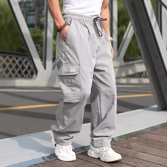 Herren lässige Cargo-Hose mit elastischem Bund und multifunktionalen Taschen Heidi-Mode