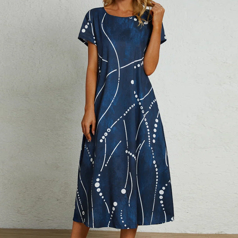 Lässiges Lines Blaues Kleid