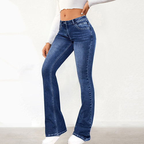 Damen Bootcut Jeans mit hohem Bund und lässigem Schnitt Heidi-Mode