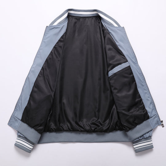 Herren sportliche Bomberjacke im College-Stil mit elastischen Bündchen Heidi-Mode