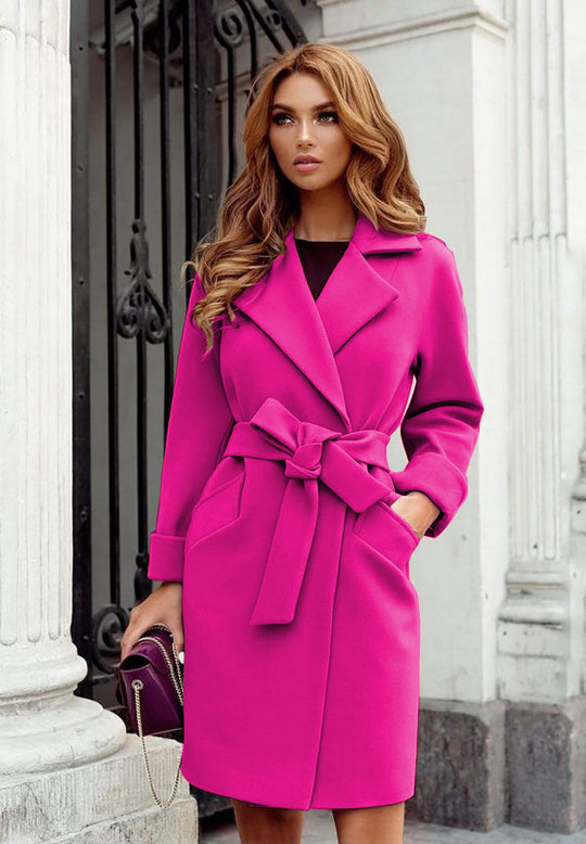 Damen Eleganter Trenchcoat mit Gürtel und praktischen Taschen Heidi-Mode