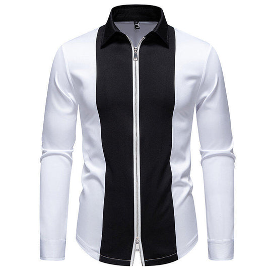Herren Sportliches Langarmshirt mit modernem Reißverschluss und kontrastierenden Farben Heidi-Mode