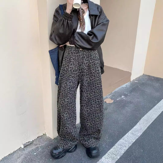 Damen Weite Leoparden-Hose mit elastischem Bund Heidi-Mode