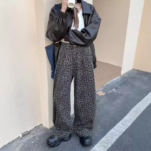 Damen Weite Leoparden-Hose mit elastischem Bund Heidi-Mode
