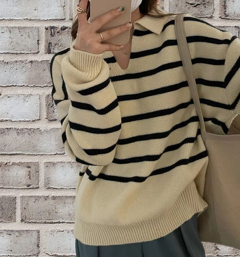 Damen gestreifter Pullover Heidi-Mode